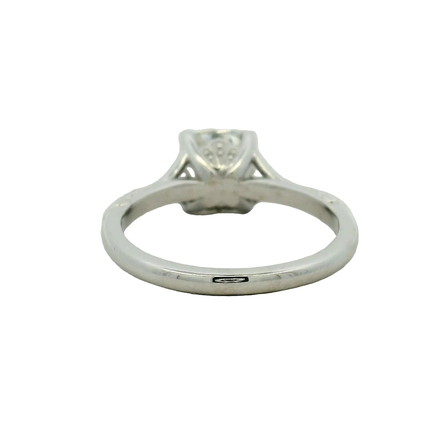 Cushion Cut Diamond Split Shank Solitaire Ring, White Gold