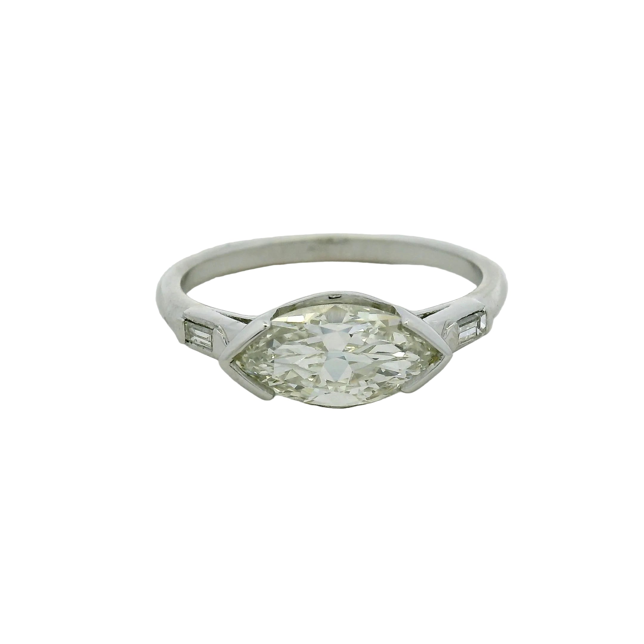 East-West Marquise Diamond Ring in platinum