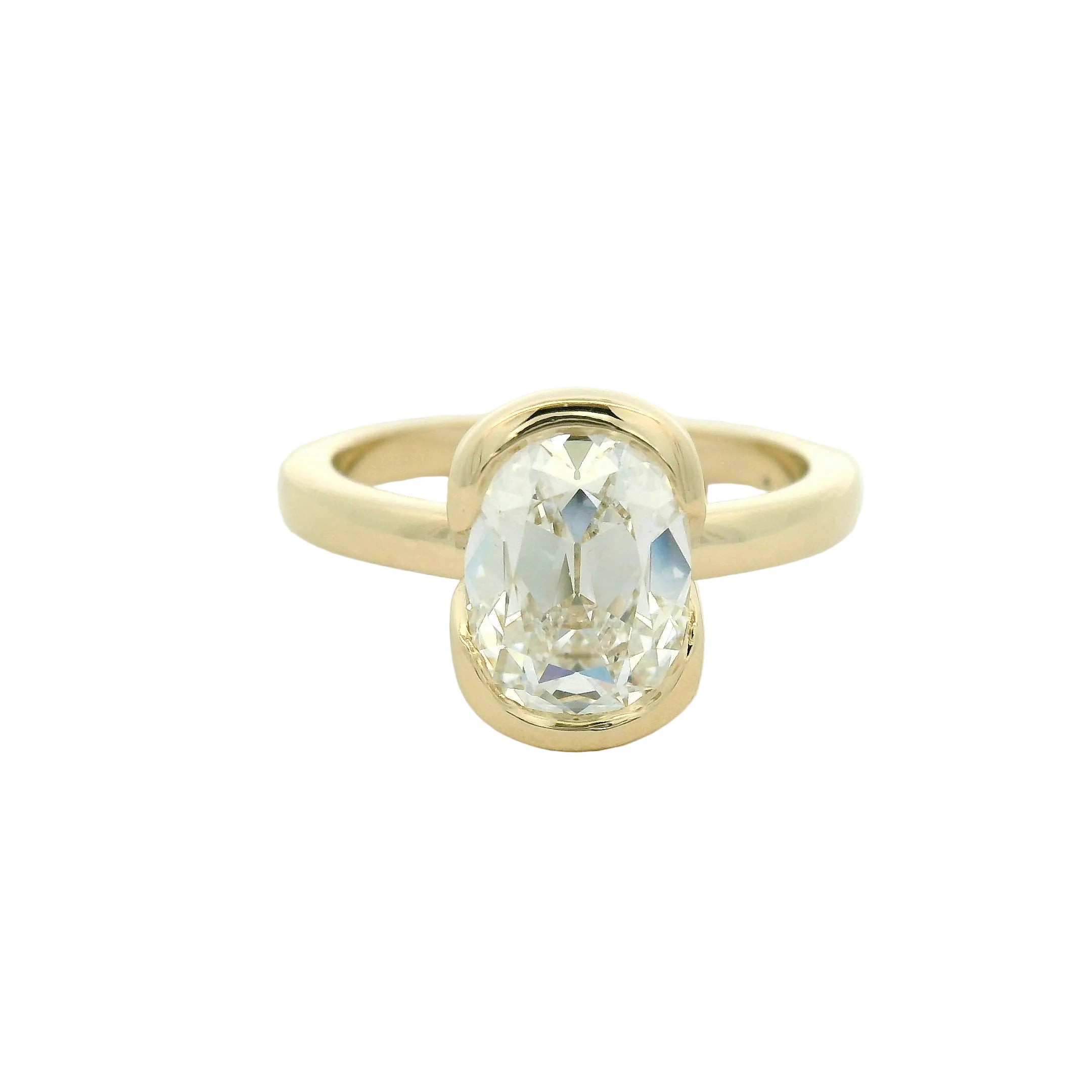 Yellow Gold Solitaire Half Bezel Engagement Ring