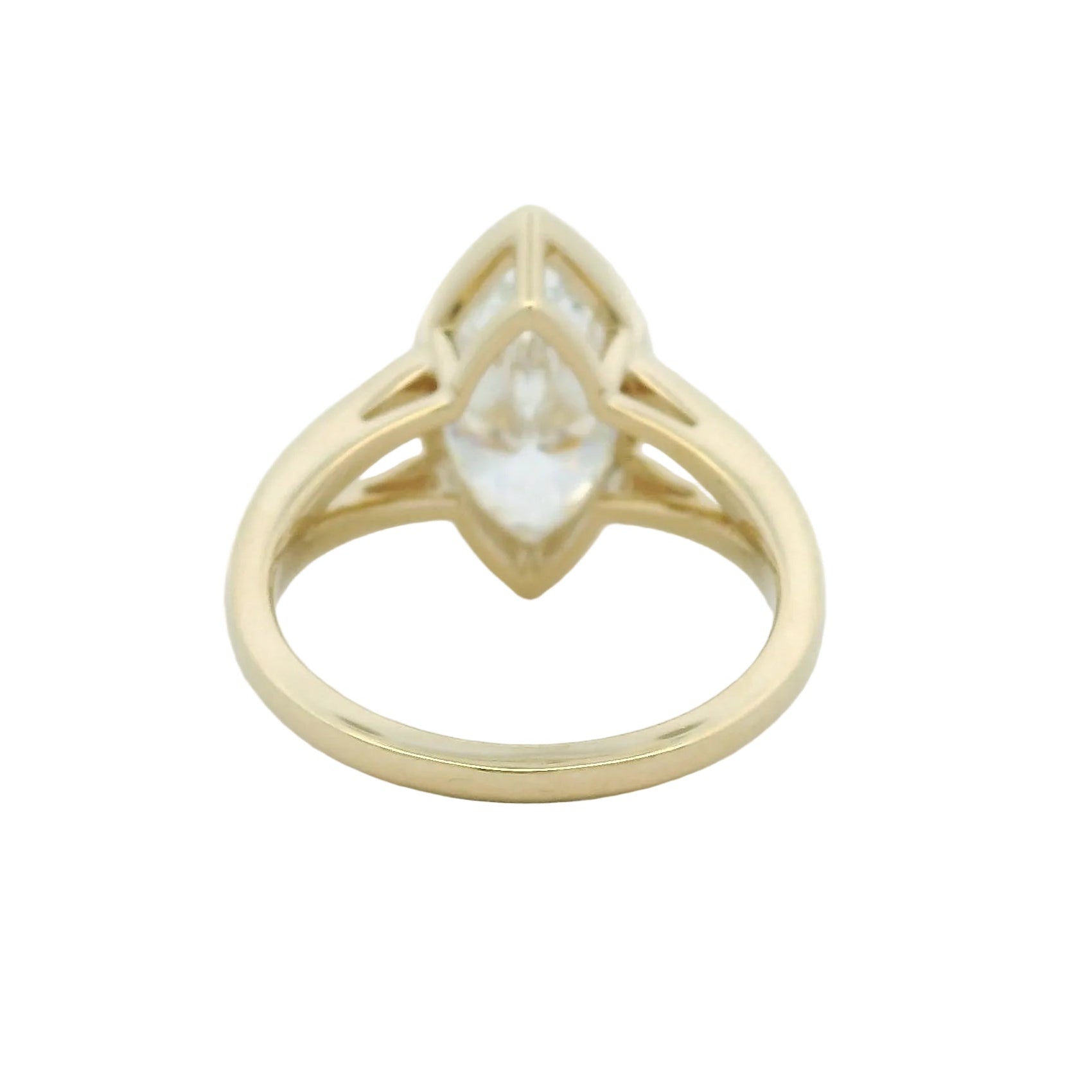 Marquise Diamond Bezel Solitaire Ring in Yellow Gold