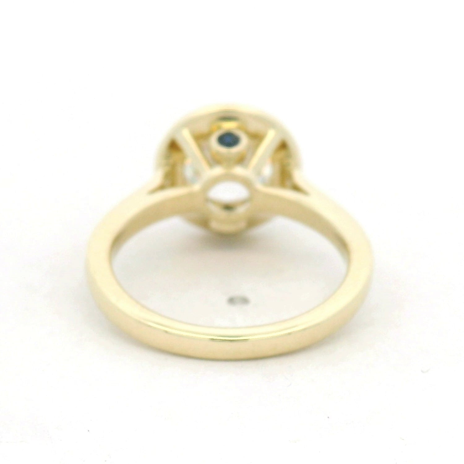 Yellow Gold Diamond Bezel-Set Halo Solitaire Ring
