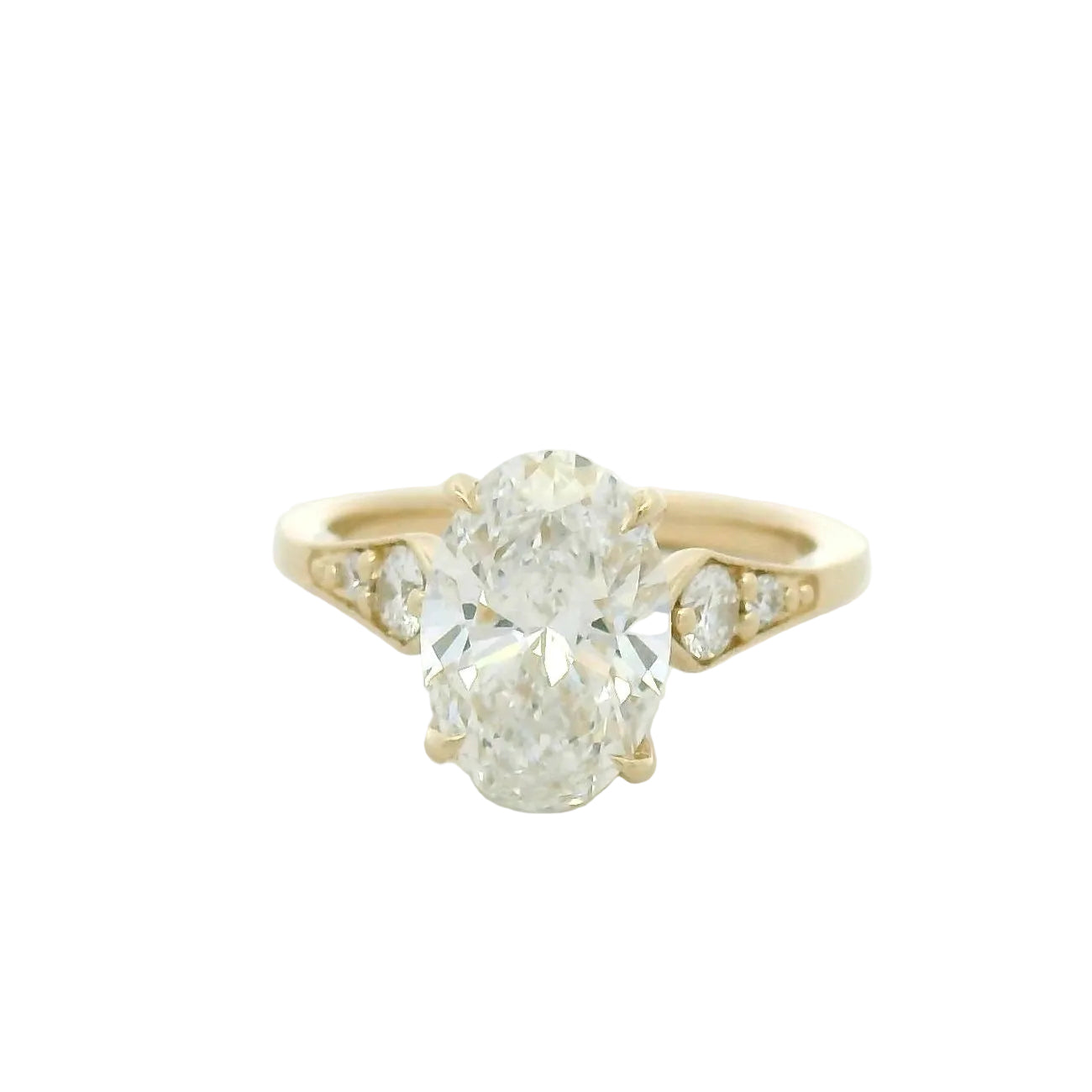 Yellow Gold Oval Diamond Engagement Ring with Accent Stones