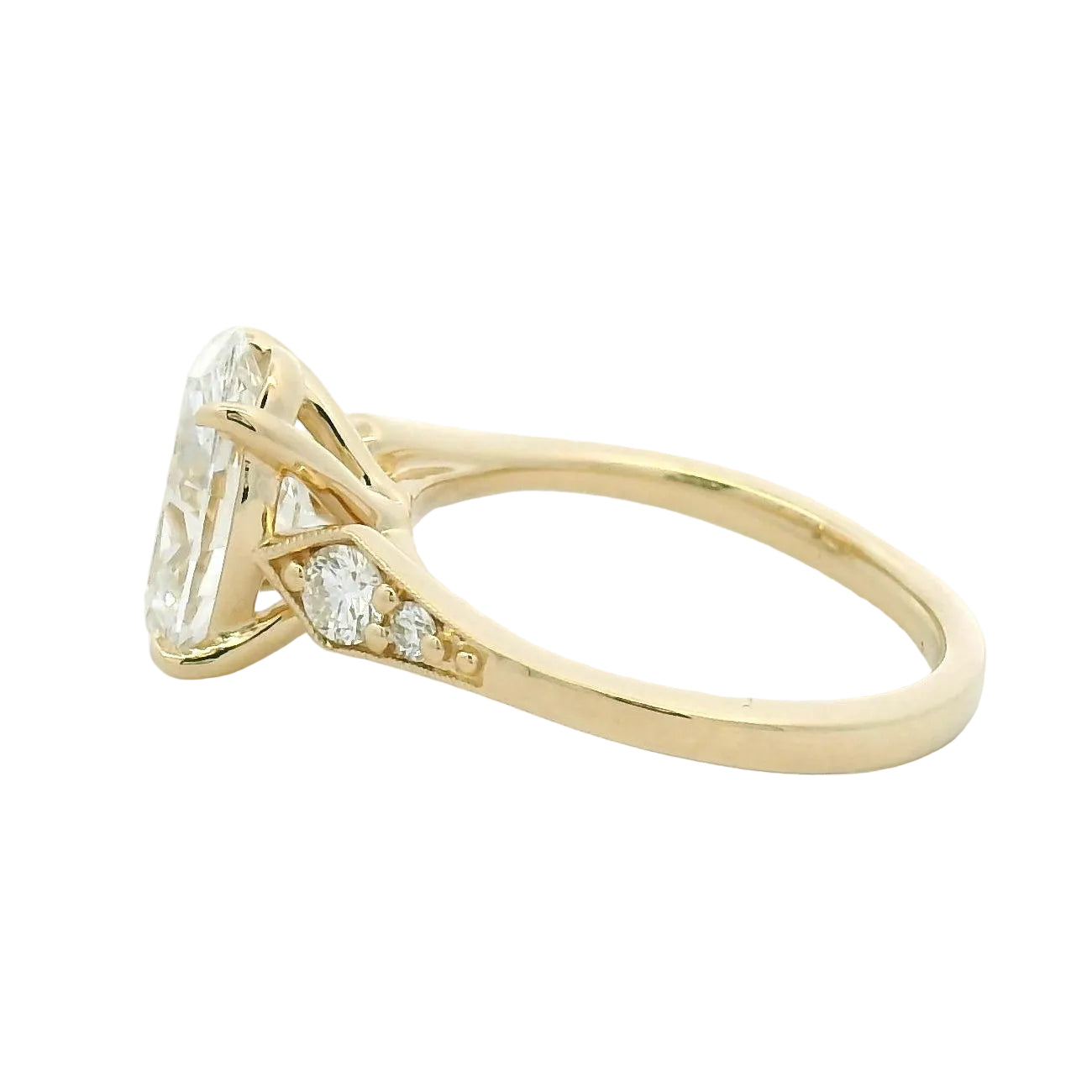 Yellow Gold Oval Diamond Engagement Ring with Accent Stones