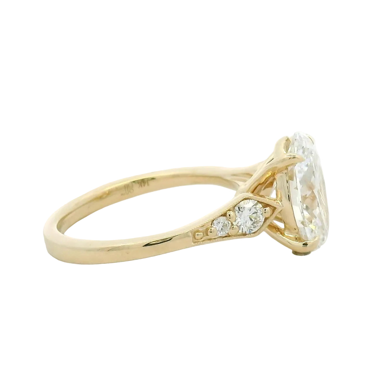 Yellow Gold Oval Diamond Engagement Ring with Accent Stones