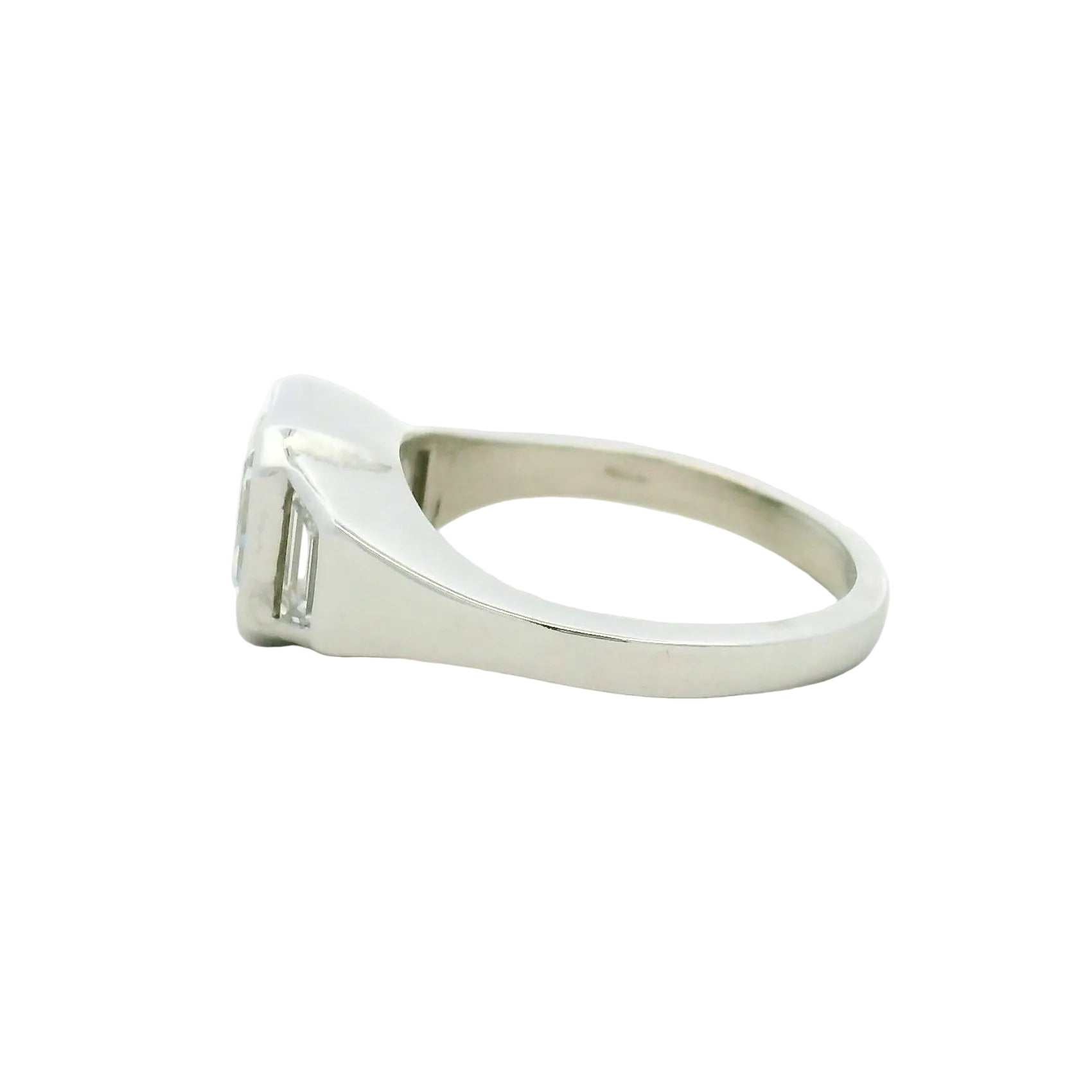 White Gold Diamond Multistone Ring with Step-Cut Accents
