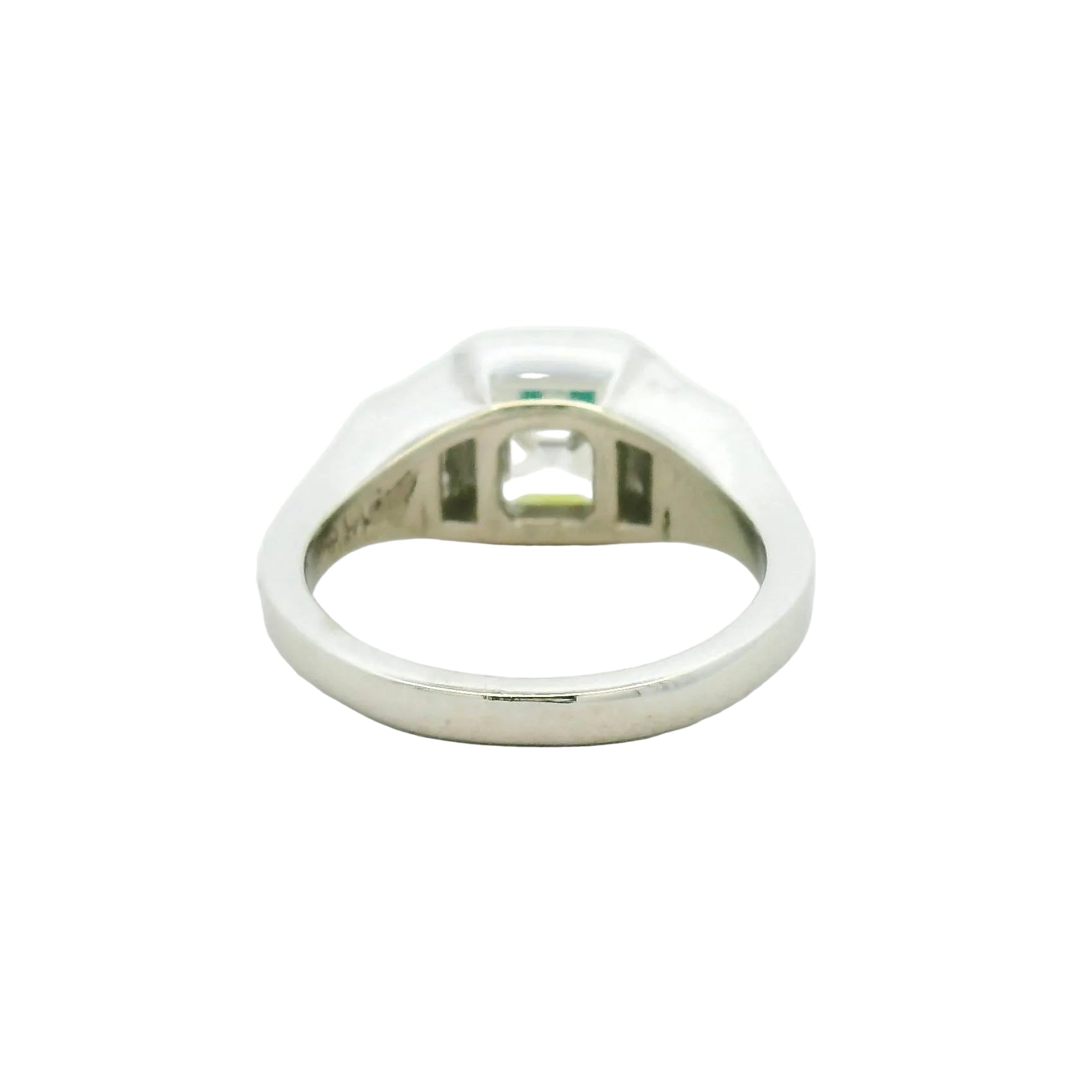 White Gold Diamond Multistone Ring with Step-Cut Accents