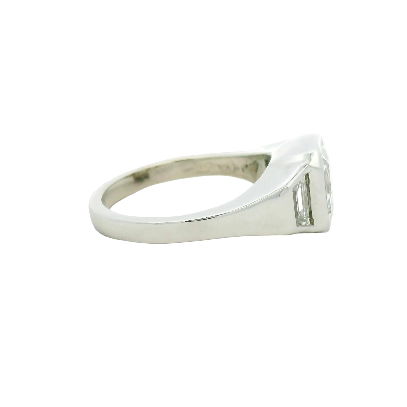 White Gold Diamond Multistone Ring with Step-Cut Accents