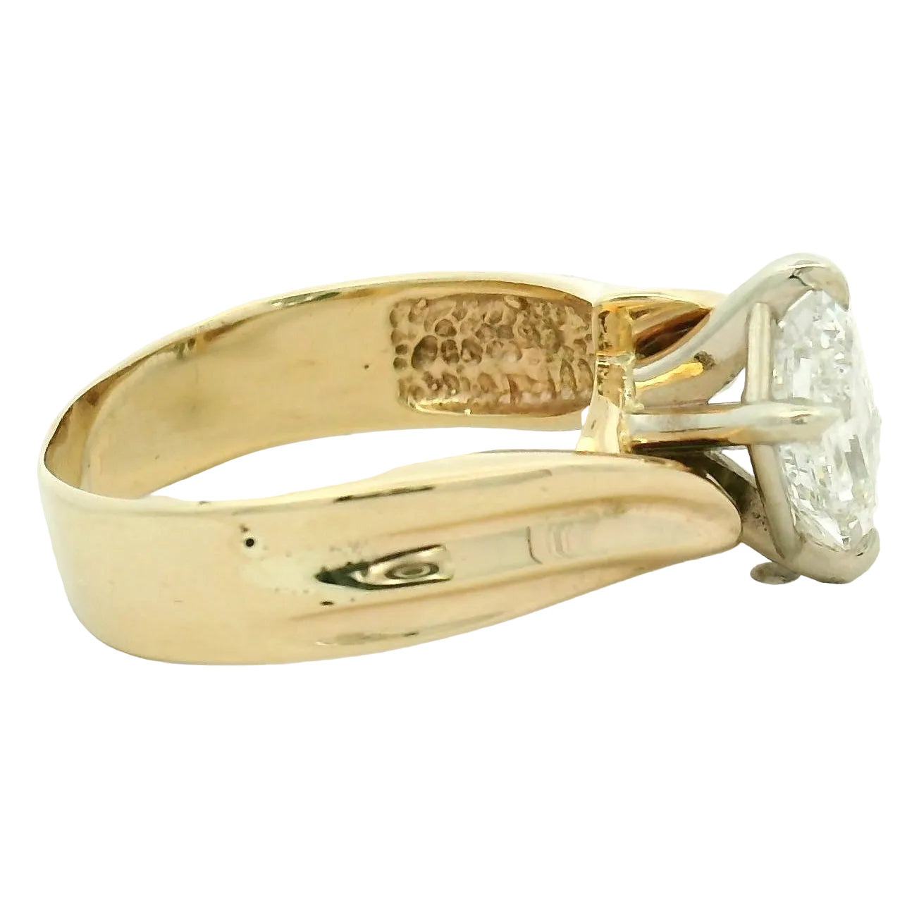 Emerald-Cut Diamond Bypass Solitaire Ring in Yellow Gold