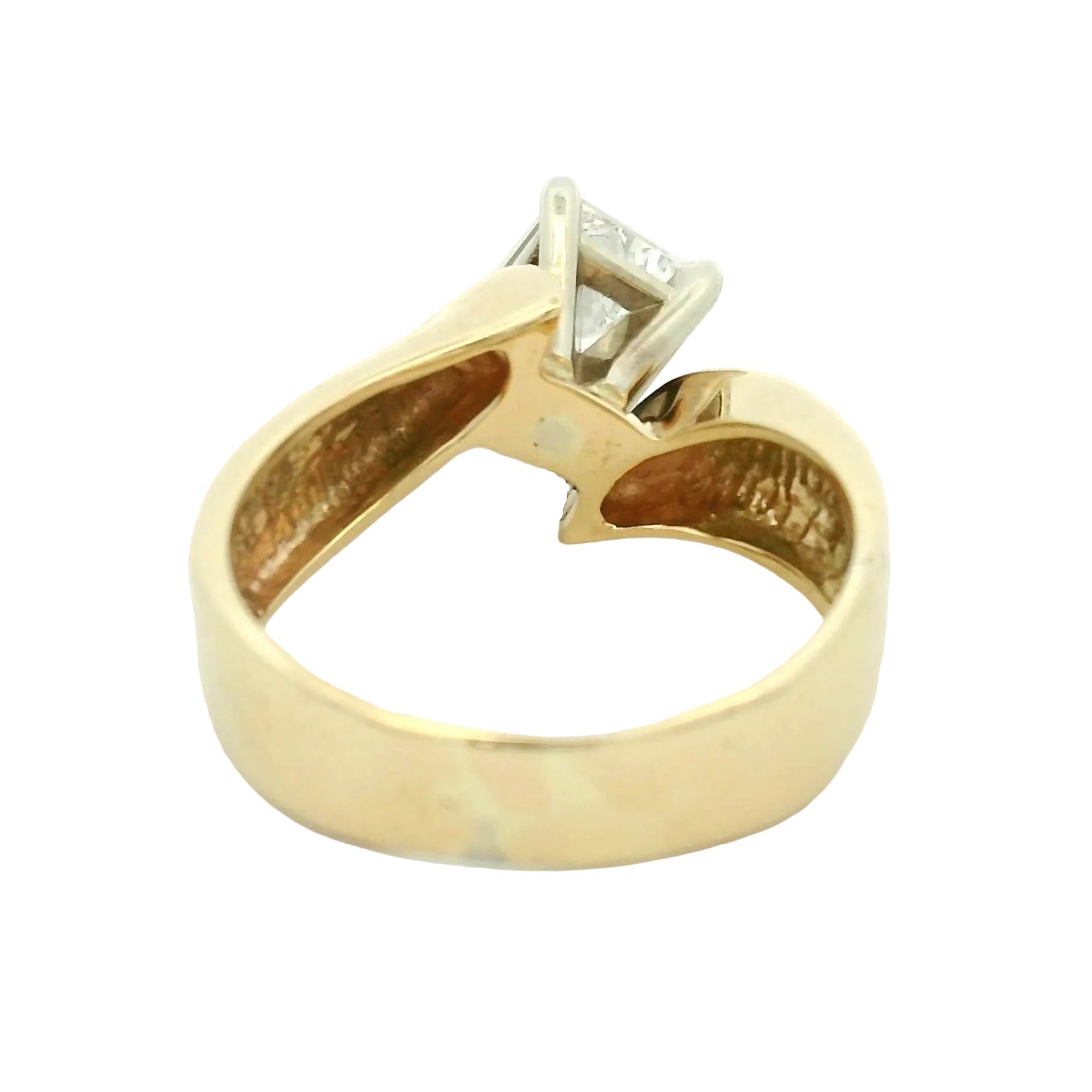 Emerald-Cut Diamond Bypass Solitaire Ring in Yellow Gold