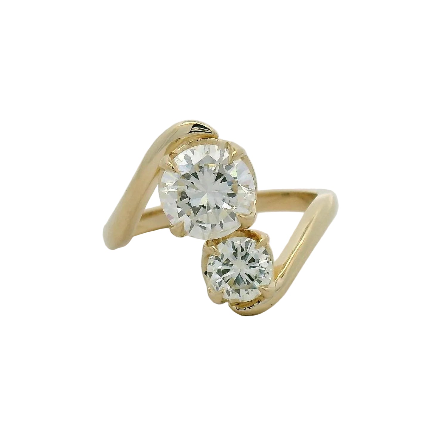 Yellow Gold Two-Stone Diamond Bypass Ring