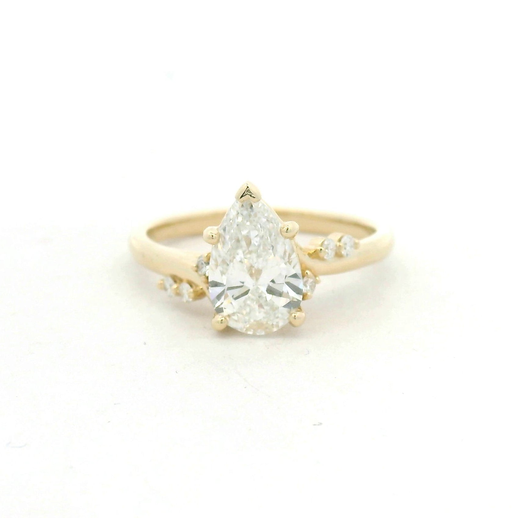 Yellow Gold Pear Diamond Engagement Ring with Accent Stones