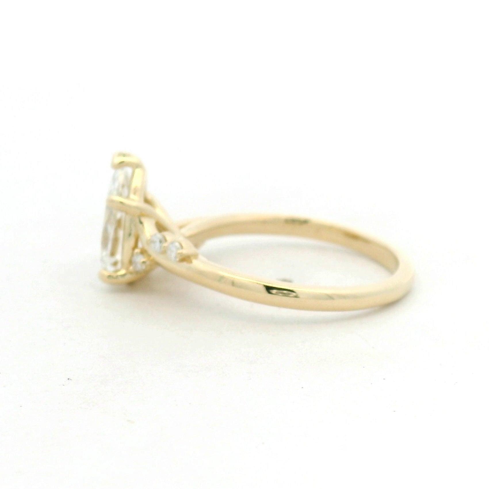 Yellow Gold Pear Diamond Engagement Ring with Accent Stones
