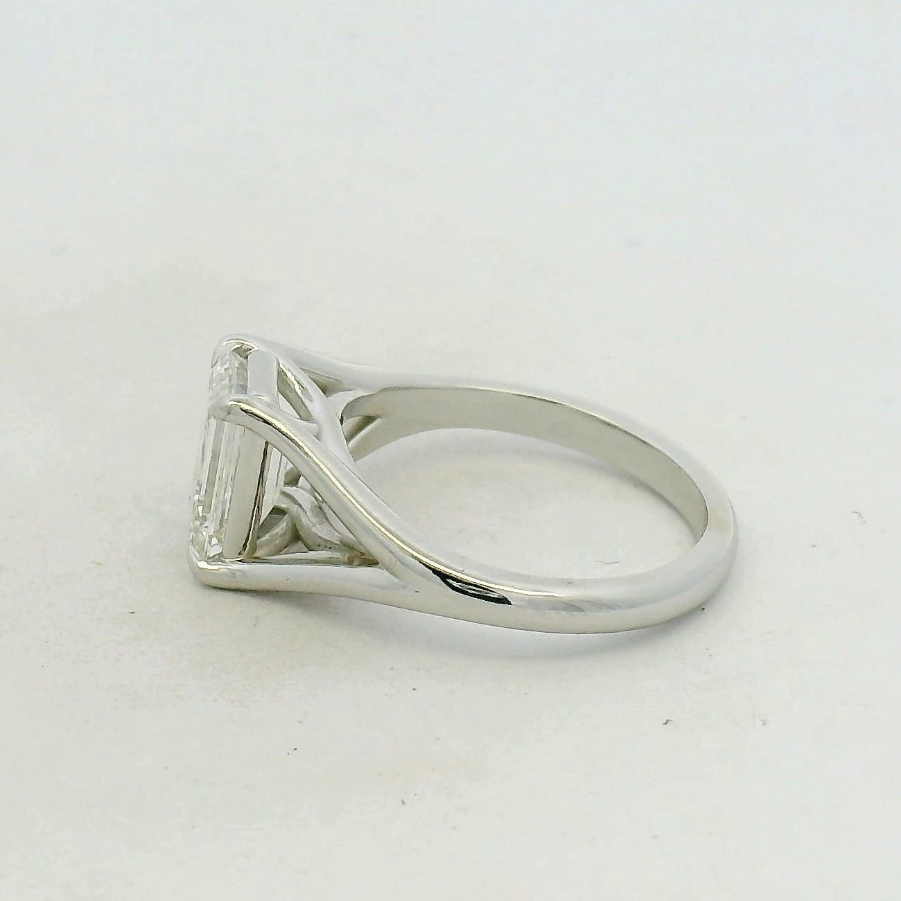 Emerald-Cut Diamond Split-Shank Solitaire Ring in White Gold