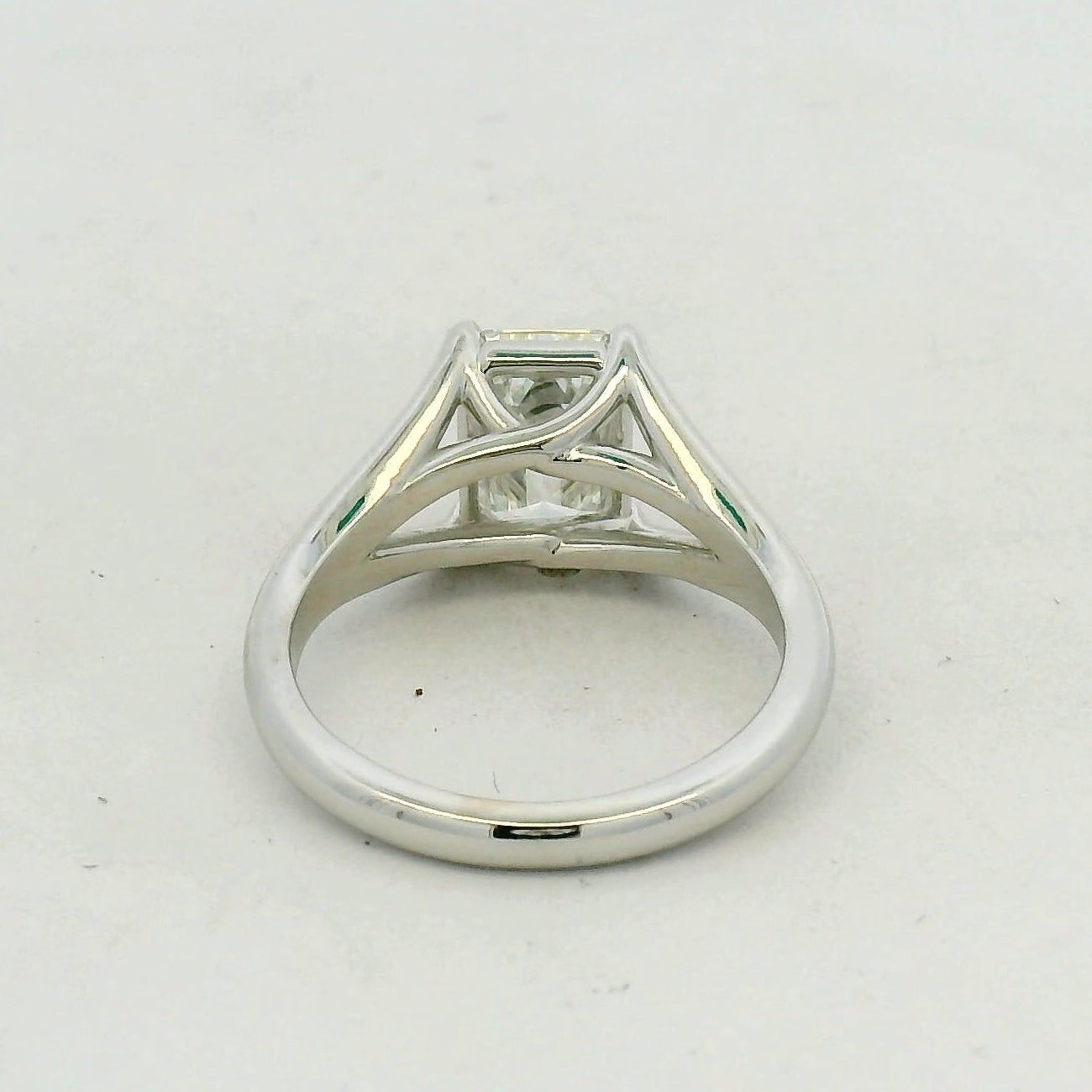Emerald-Cut Diamond Split-Shank Solitaire Ring in White Gold