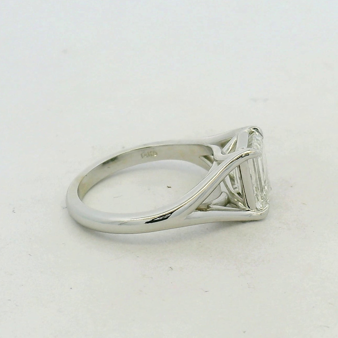 Emerald-Cut Diamond Split-Shank Solitaire Ring in White Gold