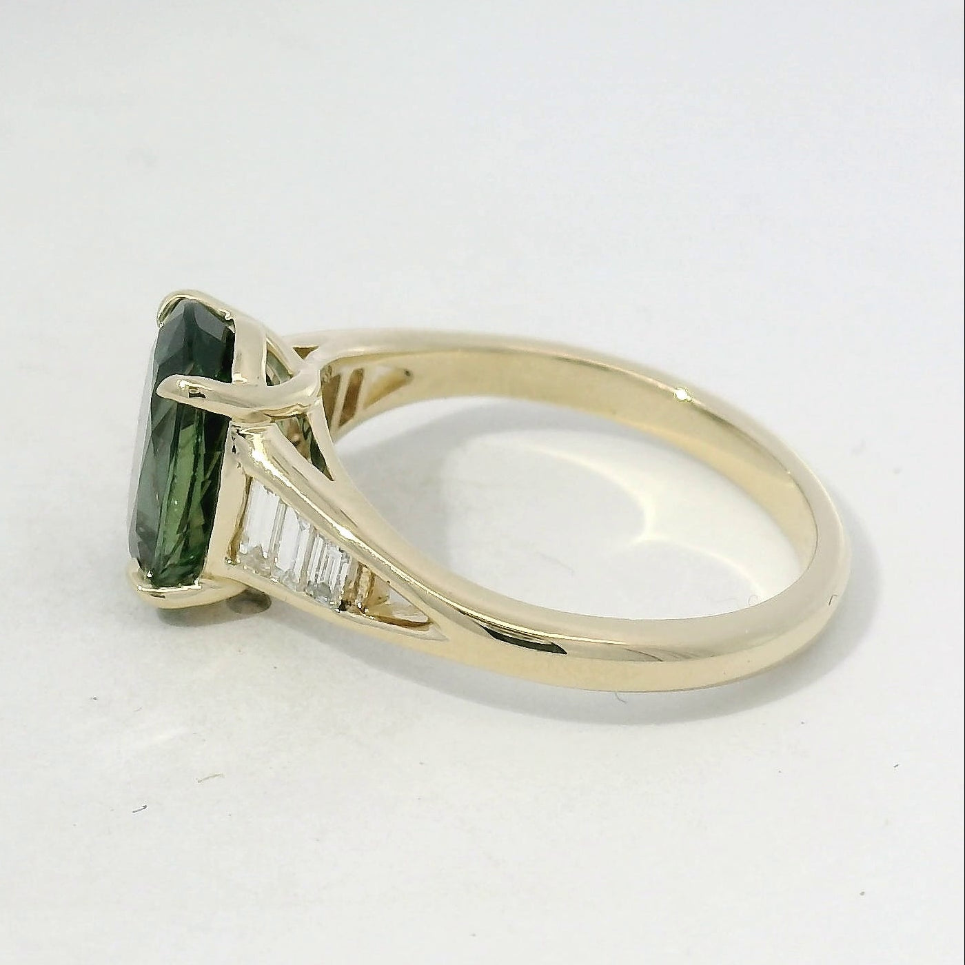 Yellow Gold Forest Green Sapphire Multistone Ring