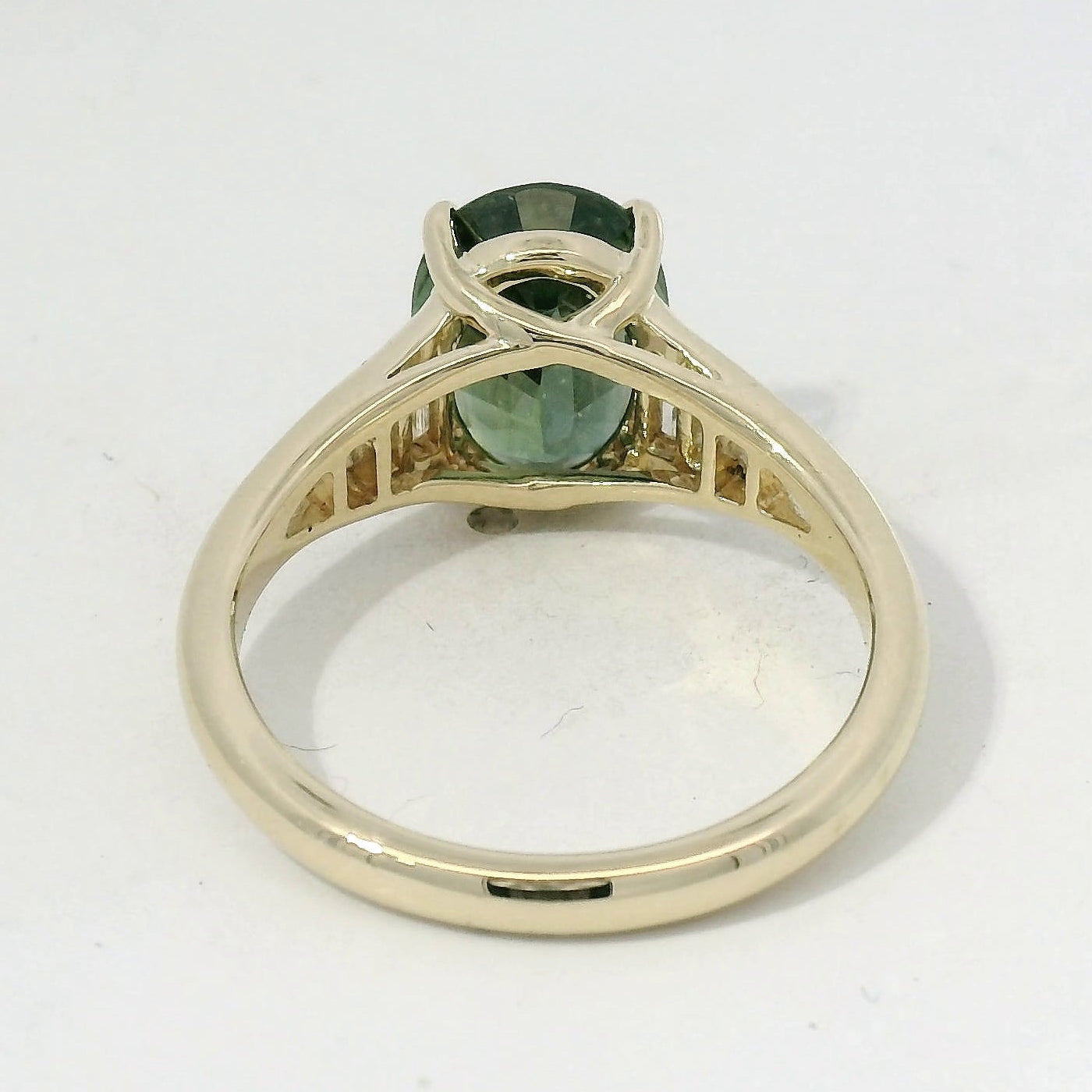 Yellow Gold Forest Green Sapphire Multistone Ring