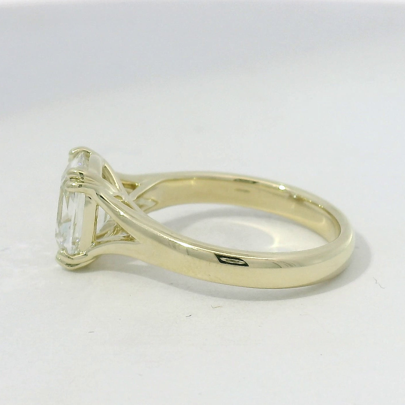 Yellow Gold Split Shank Cushion Diamond Solitaire Ring