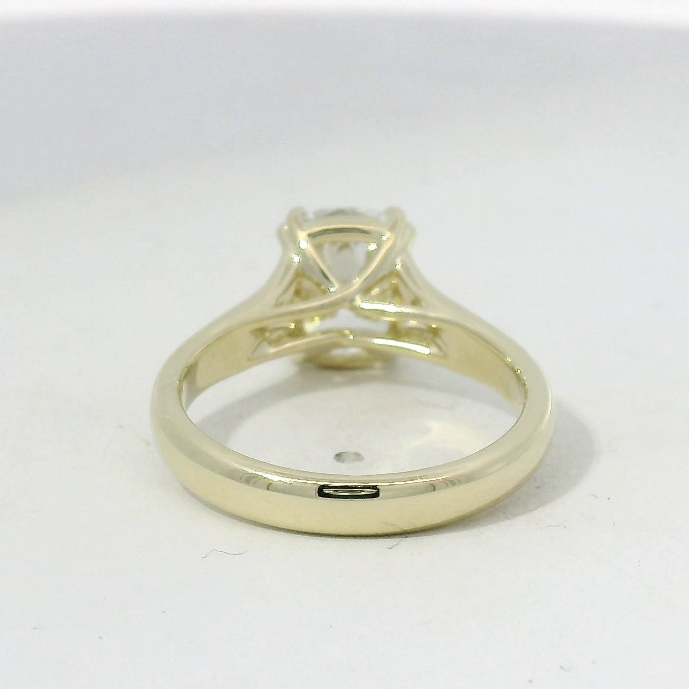 Yellow Gold Split Shank Cushion Diamond Solitaire Ring