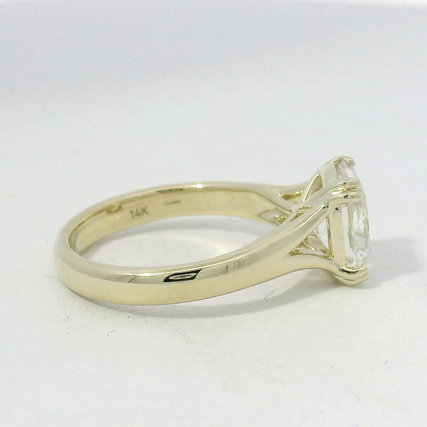 Yellow Gold Split Shank Cushion Diamond Solitaire Ring