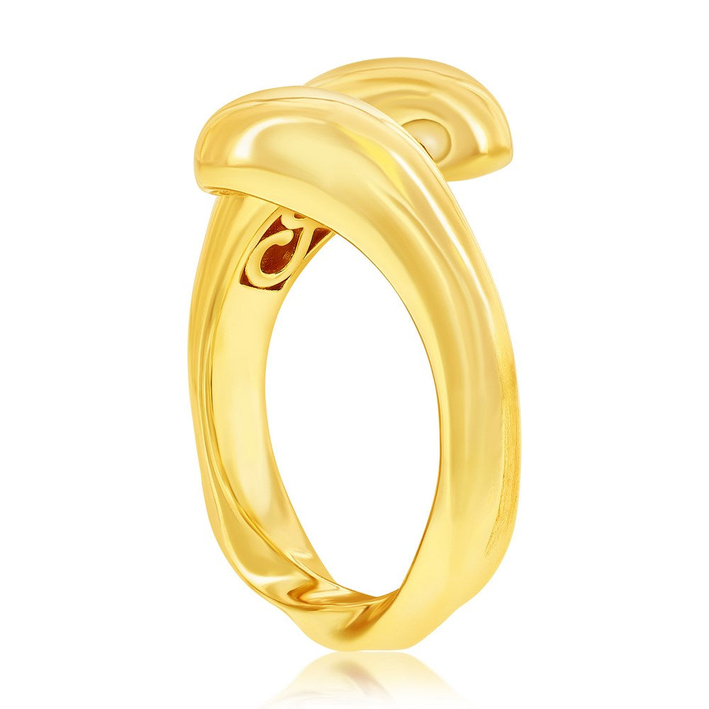 High Polish Gold Plated Puffed Bypass Ring