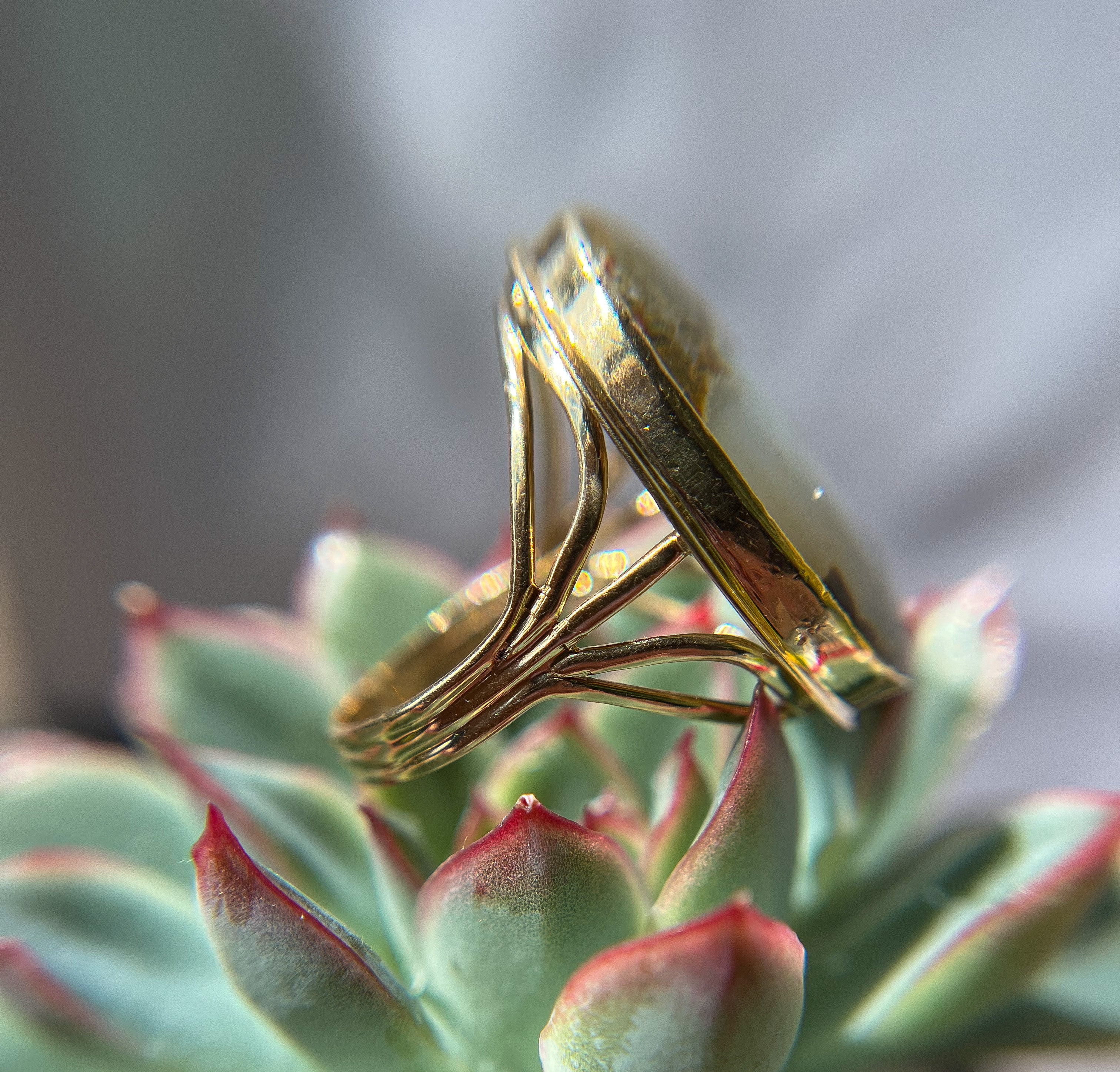 Vintage 14k Agate Ring
