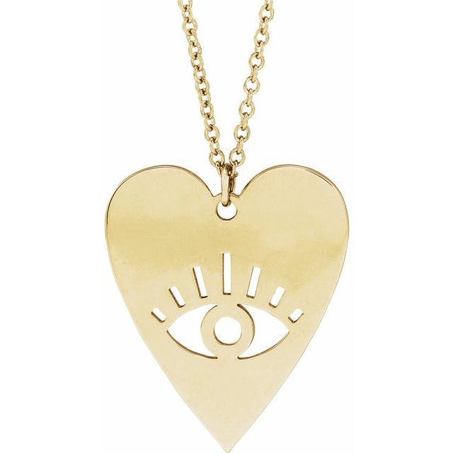 14K Evil Eye Heart Necklace