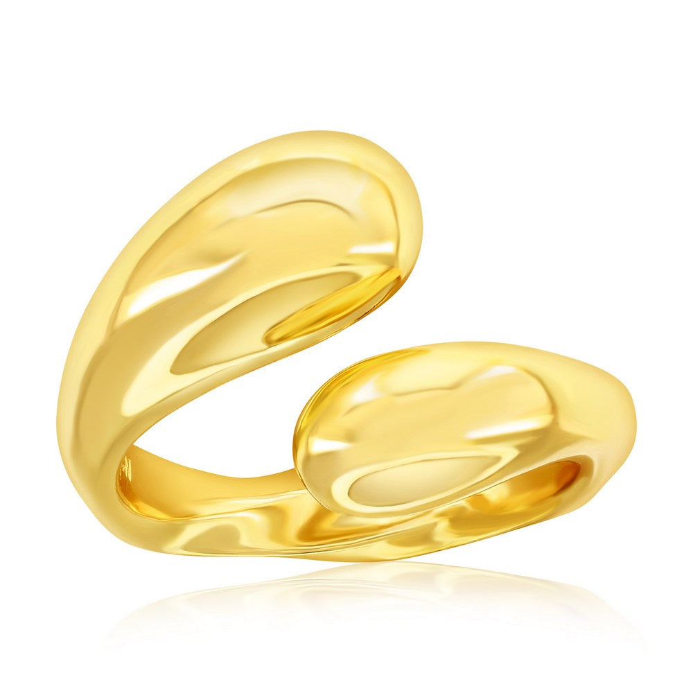 High Polish Gold Plated Puffed Bypass Ring