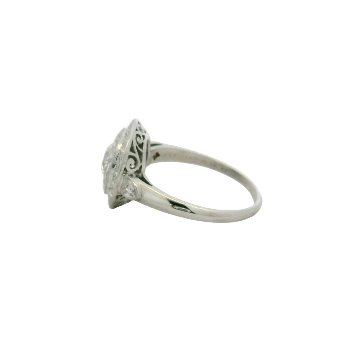 Platinum Antique Halo Ring