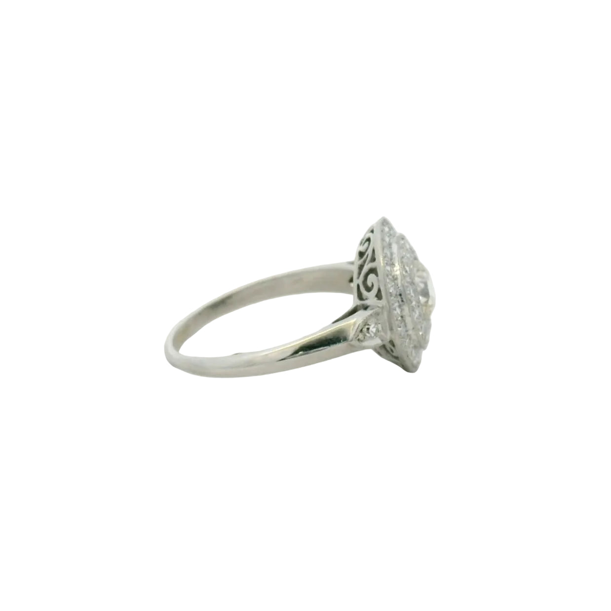 Platinum Antique Halo Ring