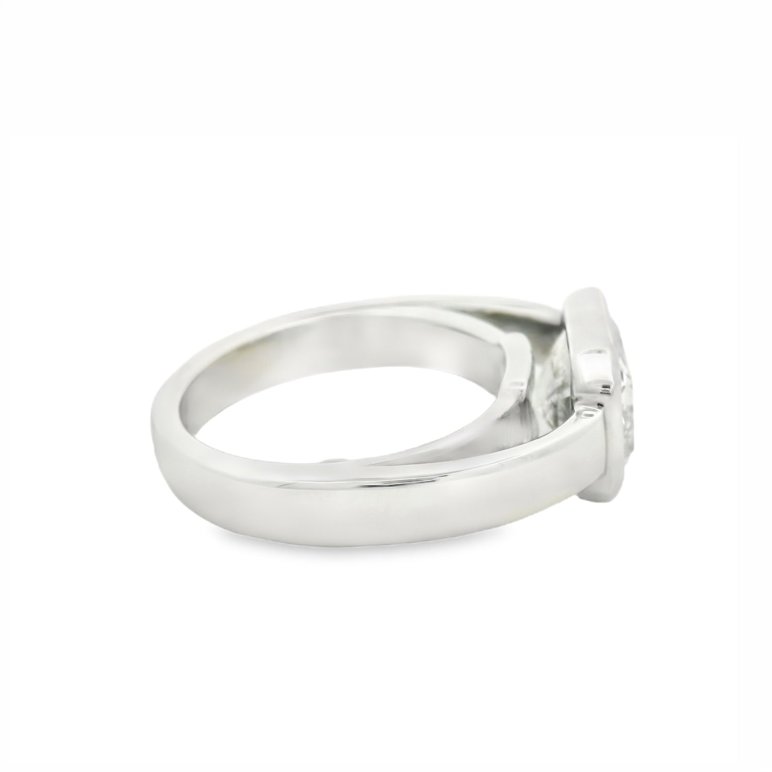14K White Gold Bezel Set Criss Cut Engagement Ring