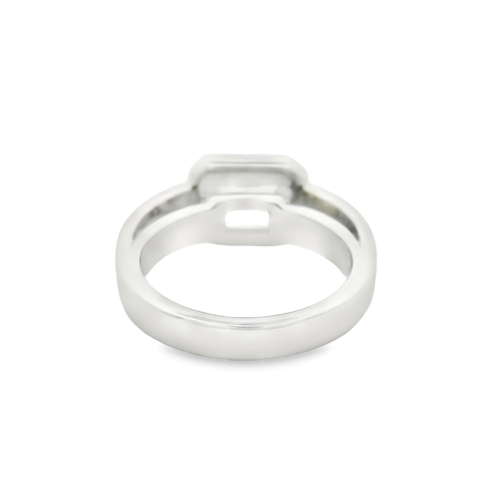 14K White Gold Bezel Set Criss Cut Engagement Ring
