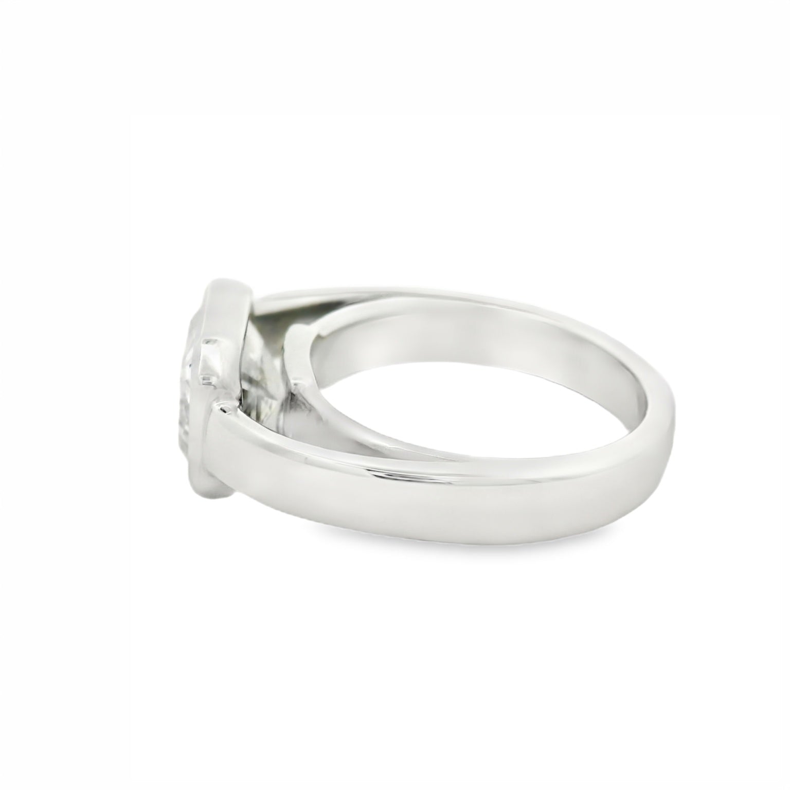 14K White Gold Bezel Set Criss Cut Engagement Ring