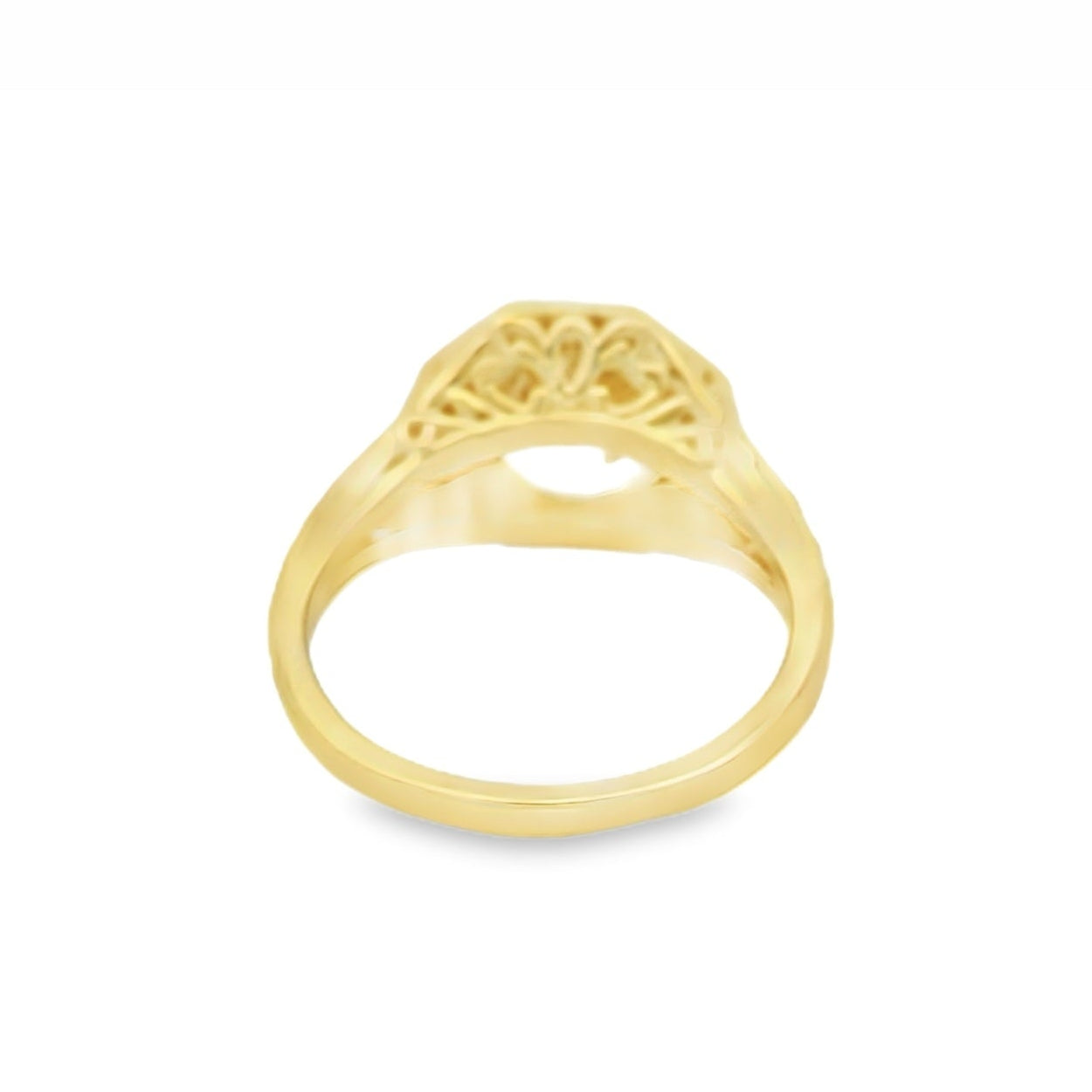 14KYG Bezel Set Engraved Round Engagement Ring