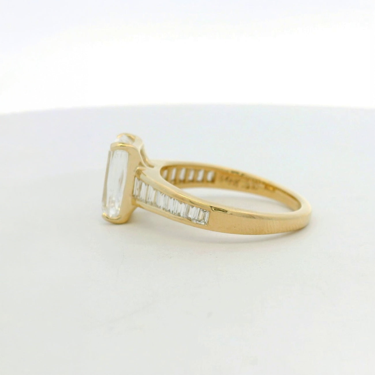 14KT Yellow Gold Channel Set Engagement Ring Crisscut Center