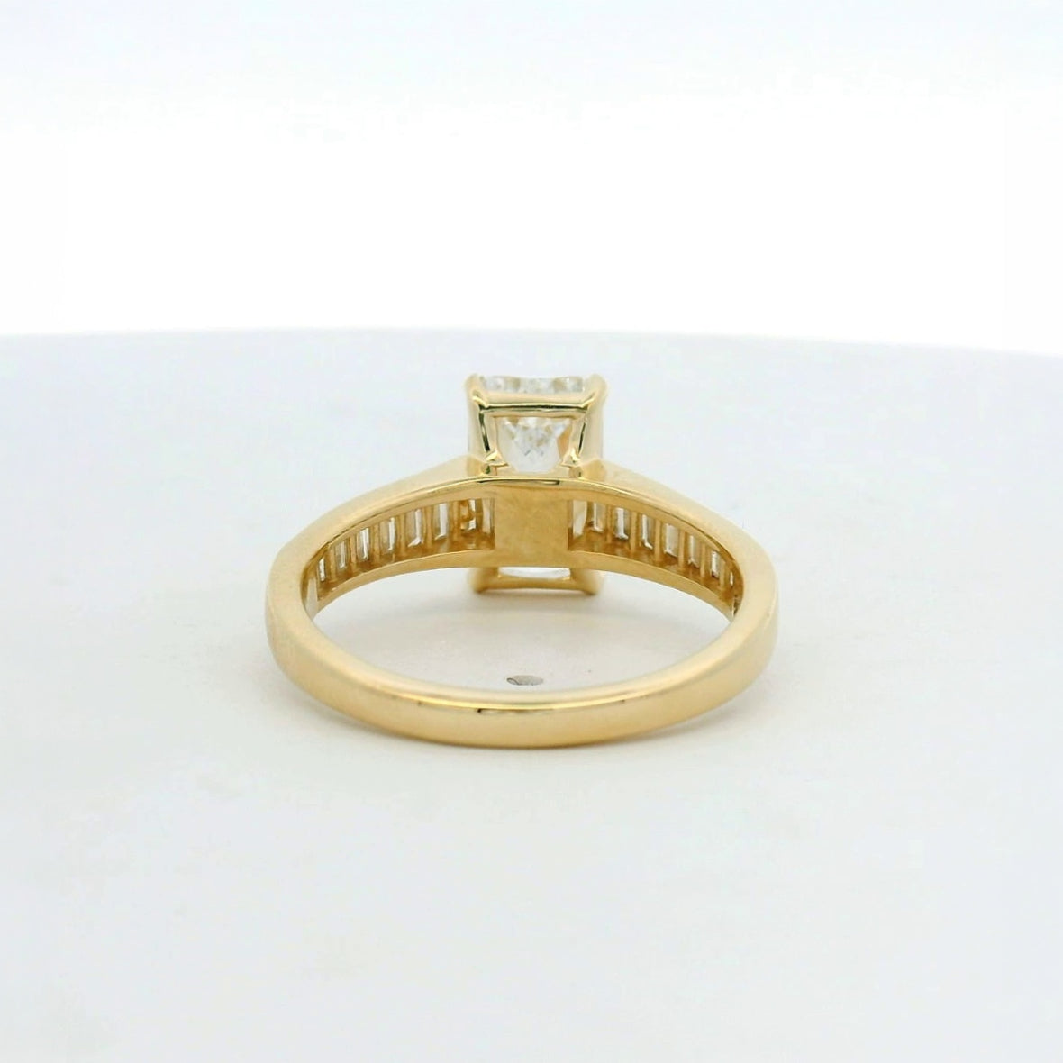 14KT Yellow Gold Channel Set Engagement Ring Crisscut Center