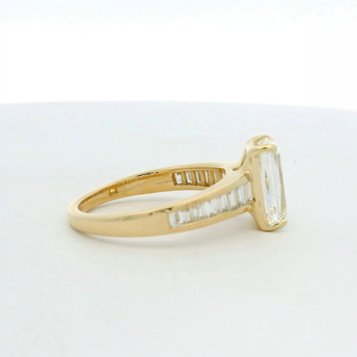 14KT Yellow Gold Channel Set Engagement Ring Crisscut Center