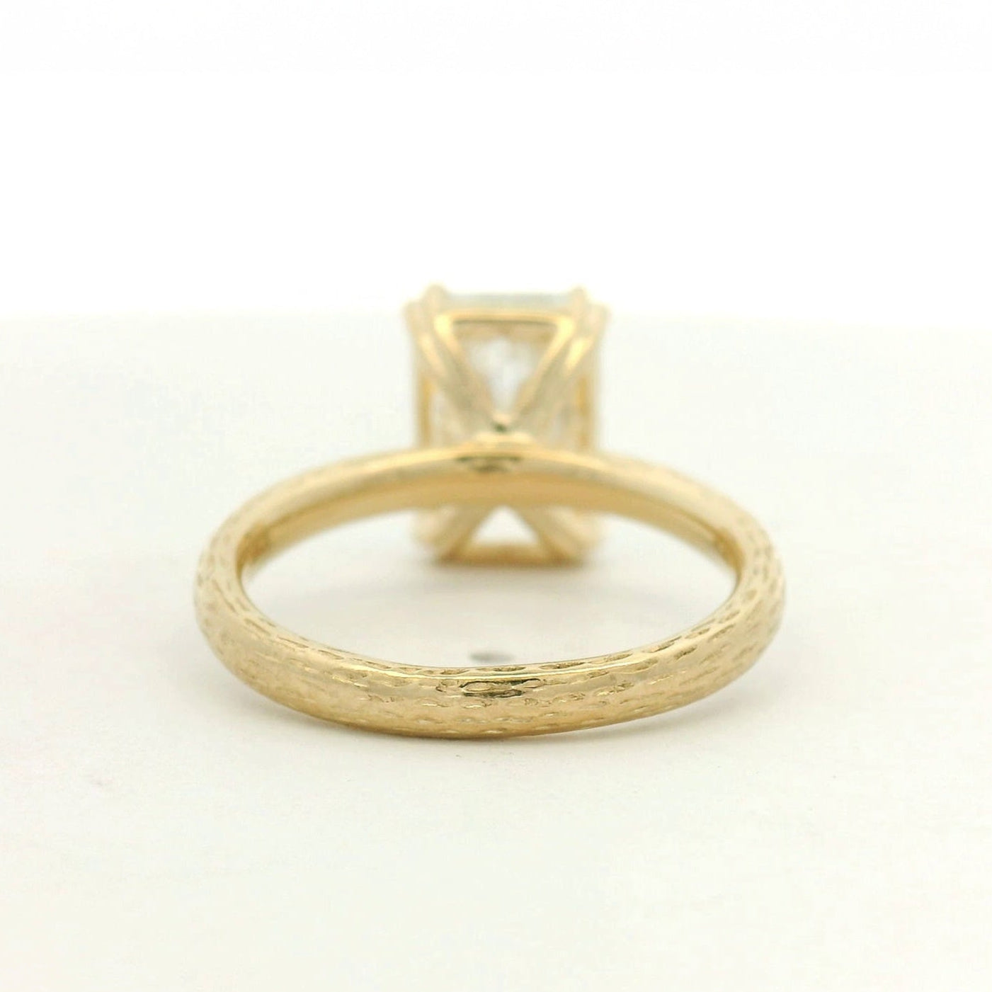 14KYG Radiant Cut Engagement Ring with Engraved Band