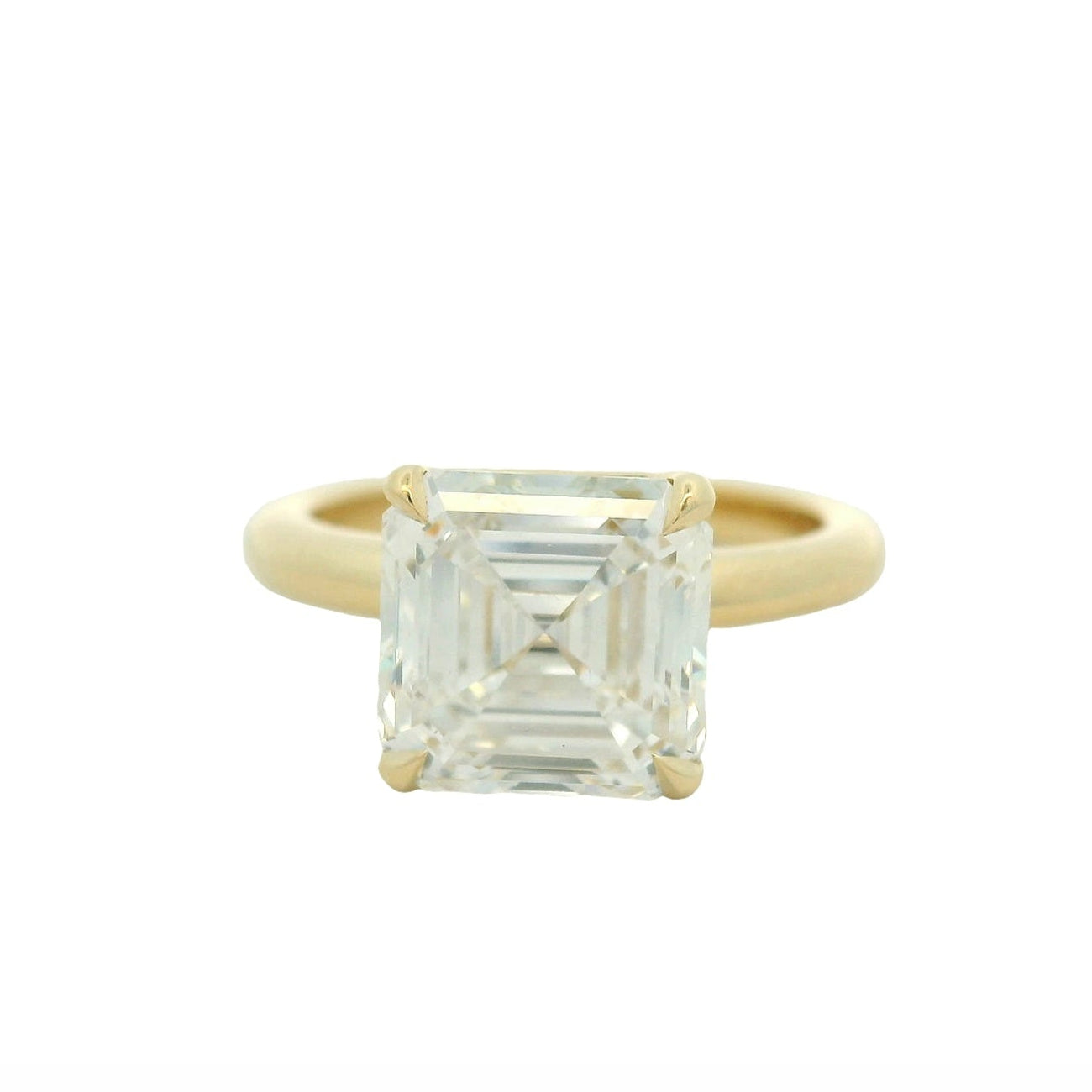 18KYG Asscher Engagement Ring