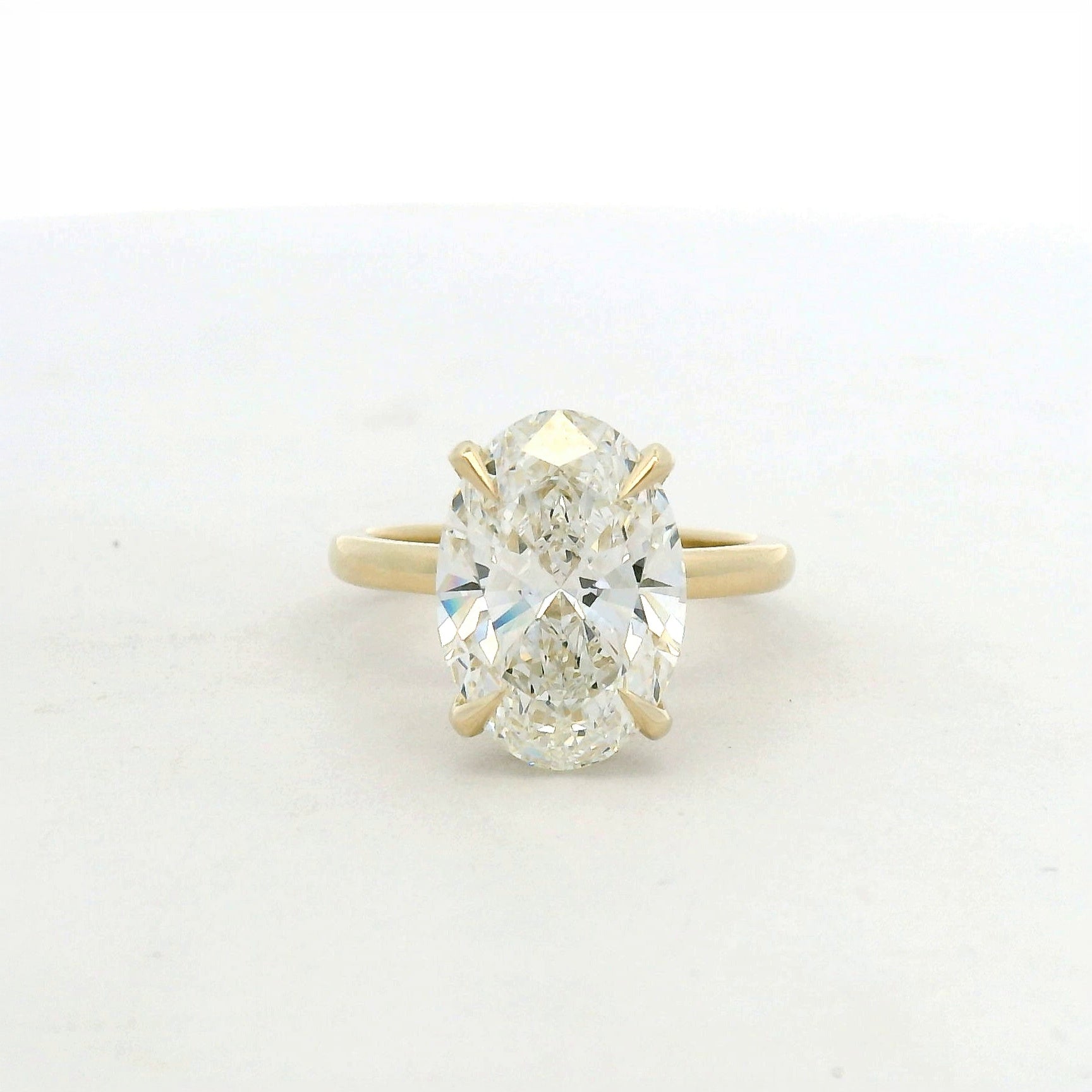 14KT yellow gold Oval LG Diamond Solitaire Hidden Halo Ring