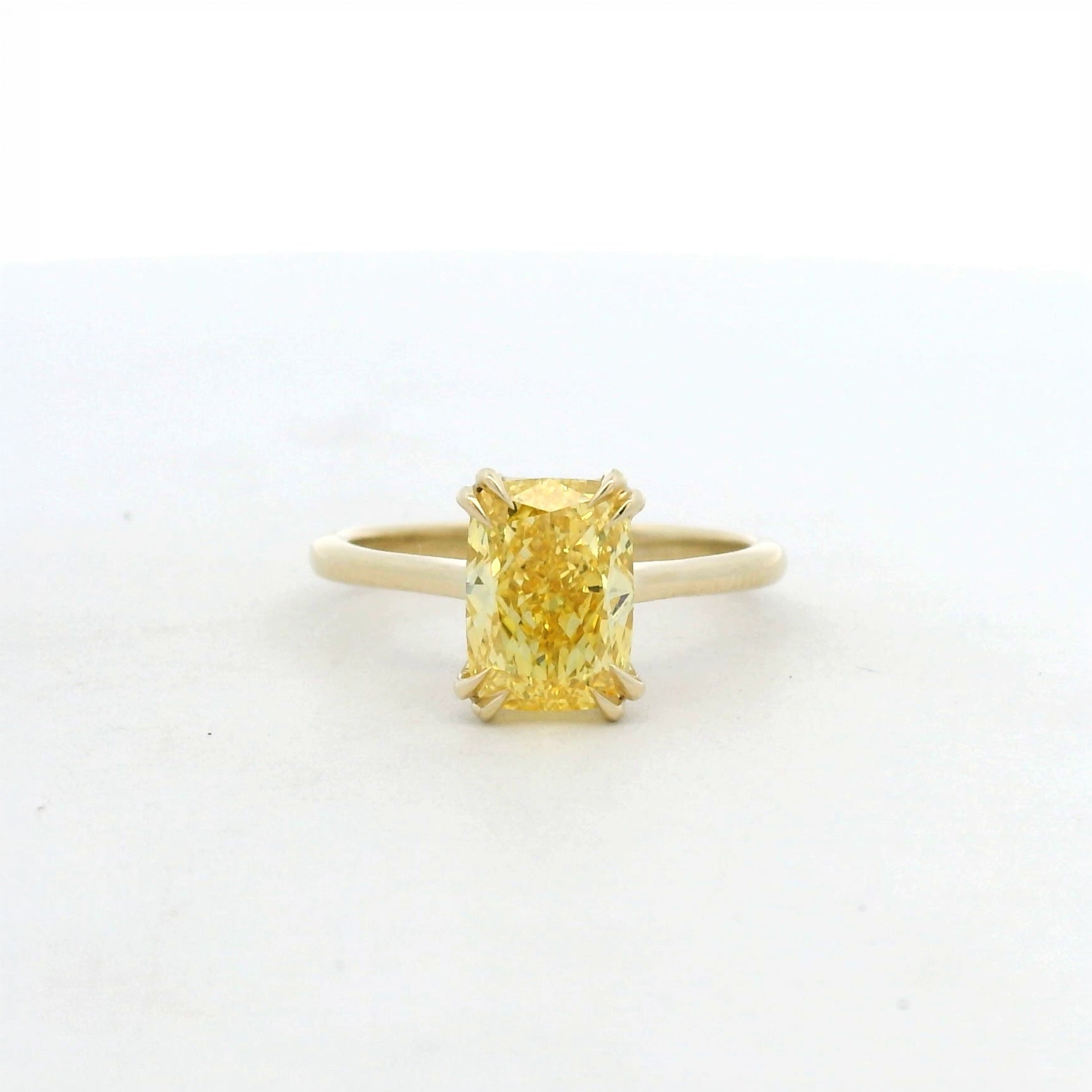 14KT yellow gold Fancy Vivid Yellow Lab Diamond Solitaire Engagement Ring