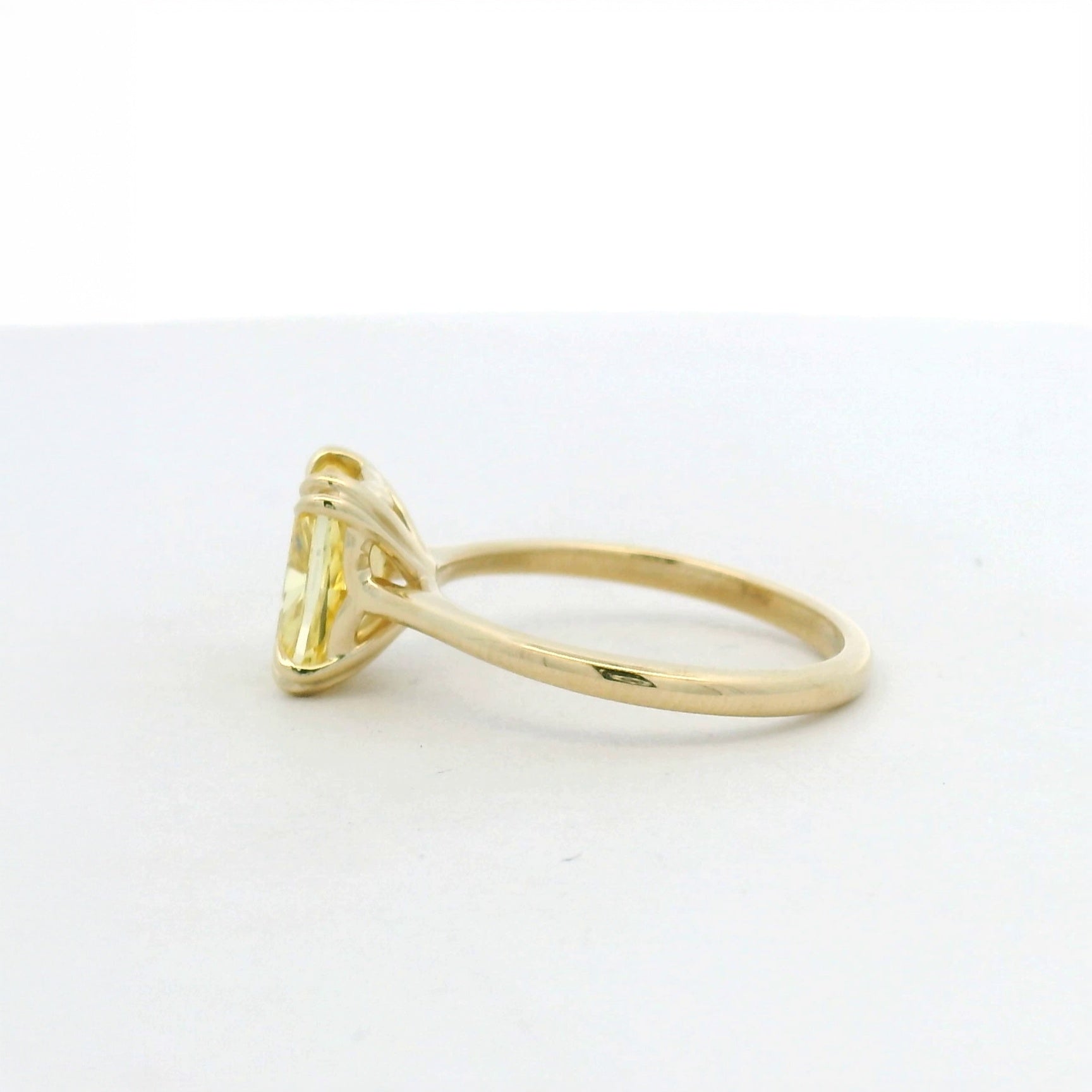 14KT yellow gold Fancy Vivid Yellow Lab Diamond Solitaire Engagement Ring