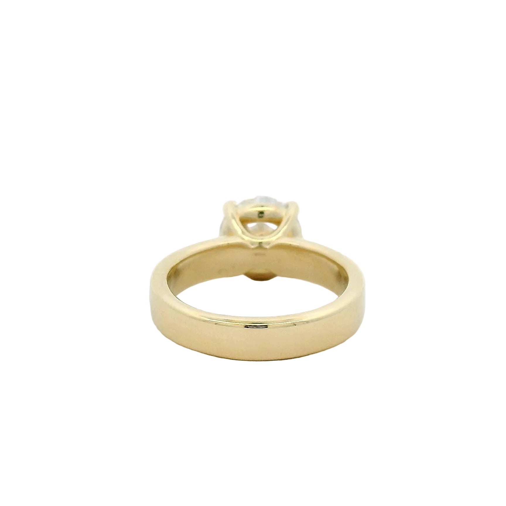 14KT yellow gold round solitaire wide band engagement ring