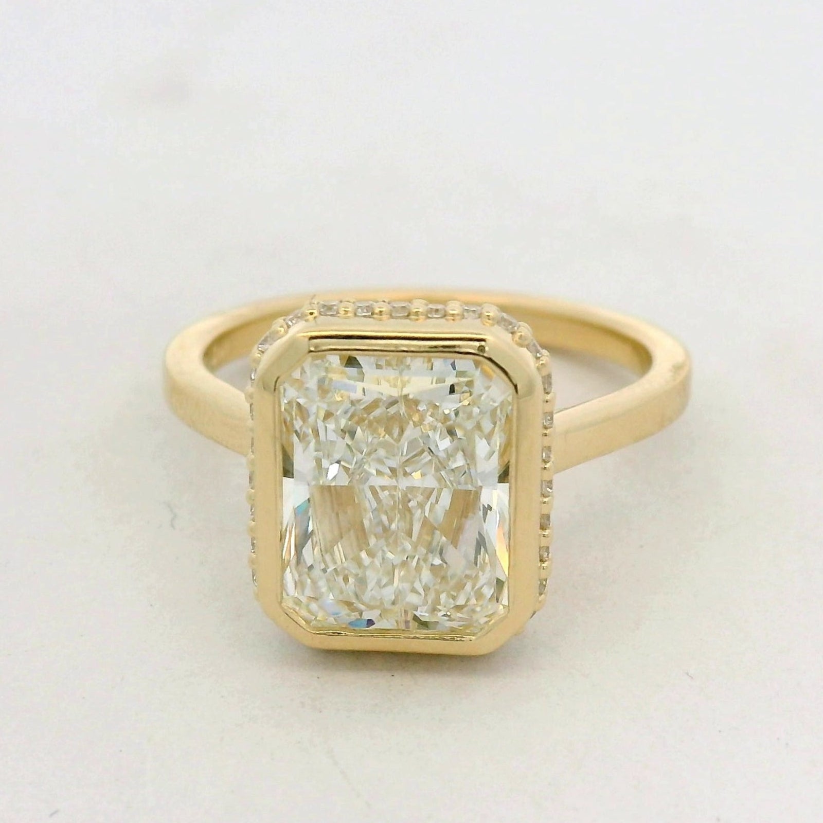 Radiant-Cut Diamond Bezel-Set Solitaire Ring in Yellow Gold