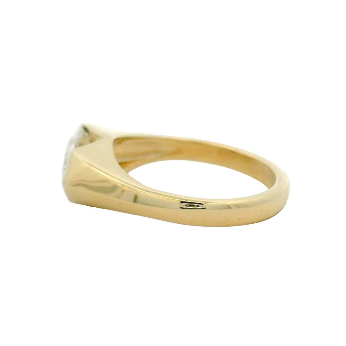 14KT yellow gold half bezel east-west pear diamond engagement ring