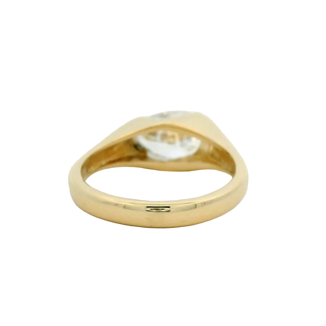 14KT yellow gold half bezel east-west pear diamond engagement ring