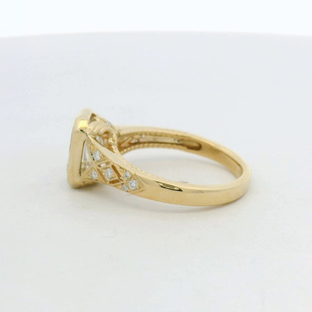 14k Yellow Gold Emerald Cut Engagement Ring