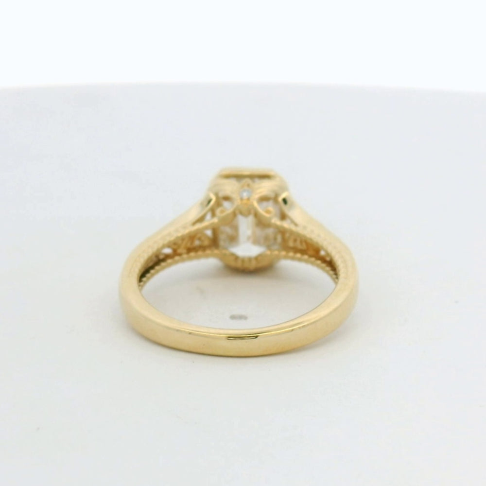 14k Yellow Gold Emerald Cut Engagement Ring