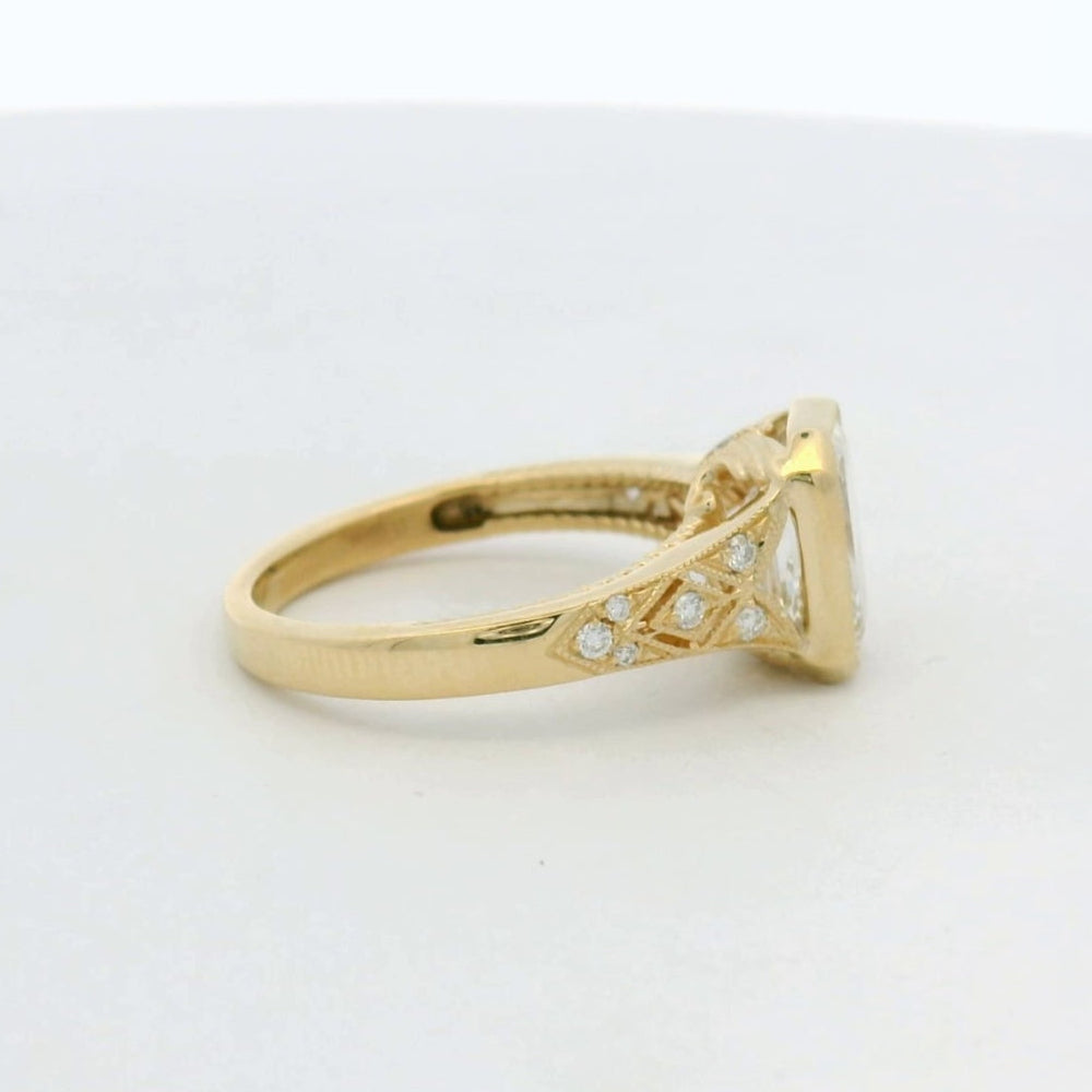 14k Yellow Gold Emerald Cut Engagement Ring