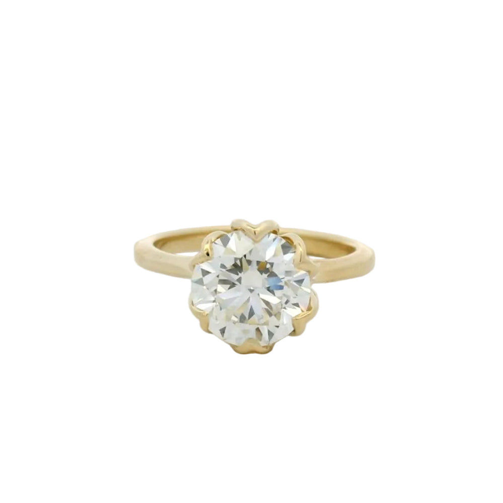 14KT yellow gold 6 tulip prong solitaire engagement ring